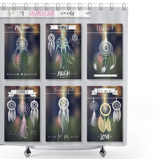 Personality  Vector Hand Drawn Set Of Illustrations With Dream Catchers Shower Curtains
