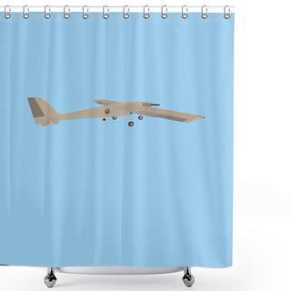Personality  Illustration Of Military Drone With Trident Symbol Of Ukraine Isolated On Blue  Shower Curtains