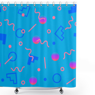 Personality  Seamless Pattern With 80s Memphis Style And Vibrant Psychedelic Colors Shower Curtains