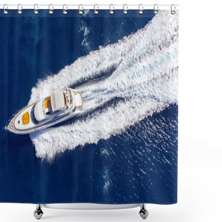 Personality  Luxury White Yacht On Sea Shower Curtains