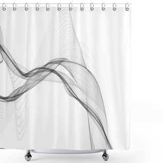 Personality  Abstract Background With Monochrome Wave Lines On White Background. Modern Technology Background. Shower Curtains