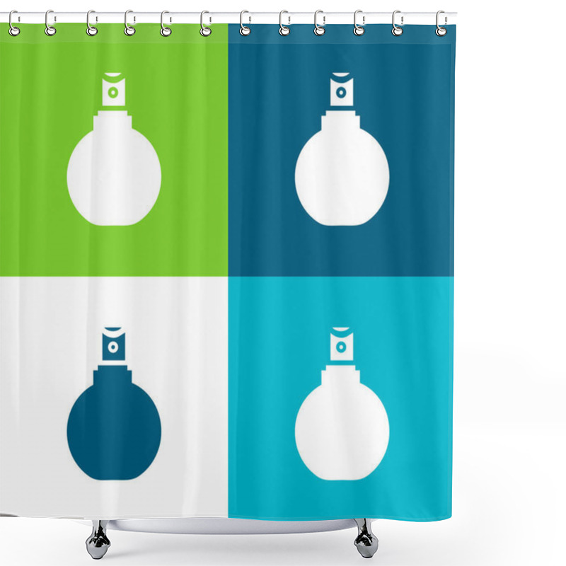 Personality  Bathroom Spray Bottle Flat Four Color Minimal Icon Set Shower Curtains