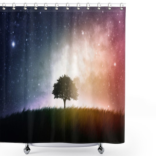 Personality  Single Tree Space Background Shower Curtains