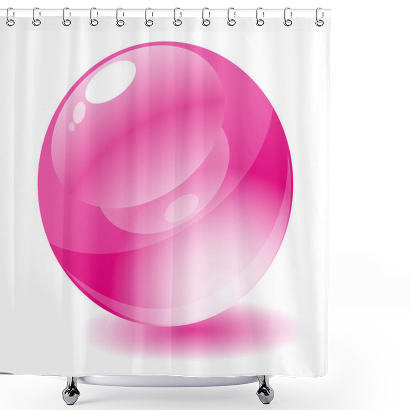 Personality  Vector illustration. Pink glossy circle web button. shower curtains