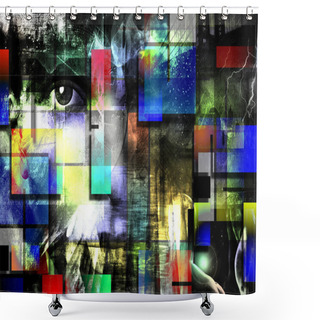 Personality  Modern Art Design. 3D Rendering Shower Curtains