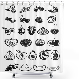 Personality  Fruits And Berry Icons Shower Curtains