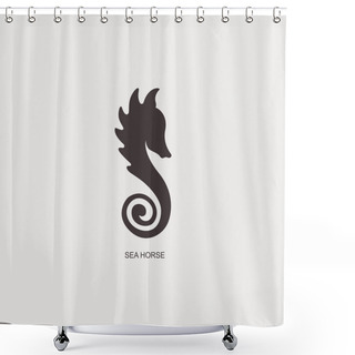 Personality  Stylized Graphic Seahorse. Silhouette Illustration Of Sea Life.  Shower Curtains