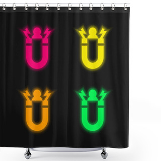 Personality  Attract Four Color Glowing Neon Vector Icon Shower Curtains