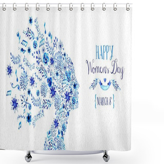 Personality  Happy Women Day Vintage Flower Illustration Shower Curtains