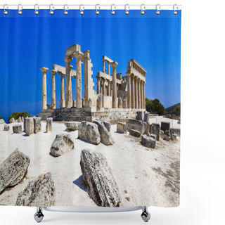 Personality  Ruins Of Temple On Island Aegina, Greece Shower Curtains