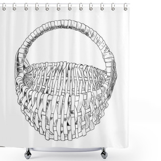 Personality  Sketch Of Wicker Basket Shower Curtains