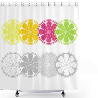 Personality  Citrus Fruit Slices In Retro Style Shower Curtains