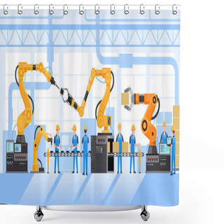 Personality  Industrial Factory Building Inside Vector Illustrations. Shower Curtains