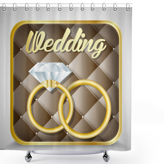 Personality  Golden Wedding Rings With Diamond On Brown Retro Background Shower Curtains