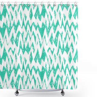 Personality  Striped Hand Drawn Pattern With Zigzag Lines Shower Curtains