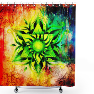 Personality  Color Ornamental Mandala And Softly Blurred Watercolor Background Shower Curtains
