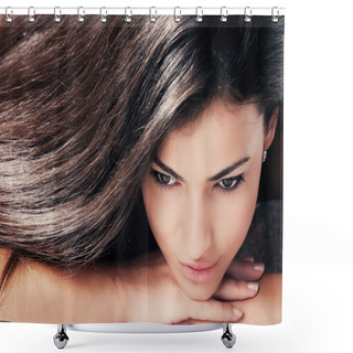 Personality  Dark Hair Beauty Shower Curtains