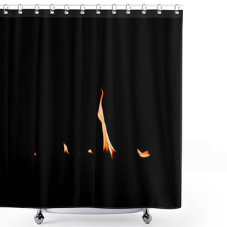 Personality  Close Up View Of Small Burning Fire On Black Backdrop Shower Curtains