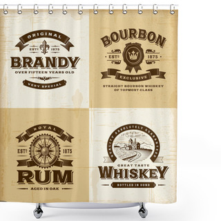 Personality  Vintage Alcohol Labels Set Shower Curtains