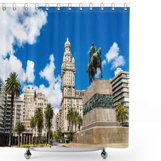 Personality  Artigas Mausoleum And Salvo Palace In Montevideo, Uruguay Shower Curtains