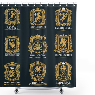 Personality  Royal Heraldry, Heraldic Lion And Horse Animals Shower Curtains