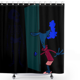 Personality  Cartoon Skeleton In The Closet Shower Curtains