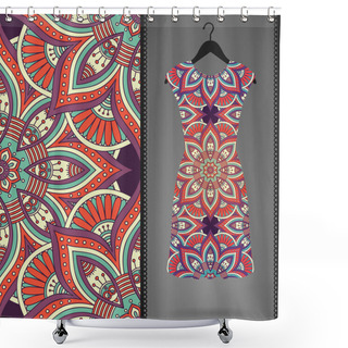 Personality  Ethnic Floral Seamless Pattern With Dress Shower Curtains