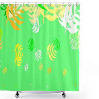 Personality  Light Green, Yellow Vector Doodle Texture With Leaves. Modern Geometrical Abstract Illustration With Leaves. New Template For Your Design. Shower Curtains