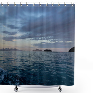 Personality  Boat On The Water Ocean During Sunset Shower Curtains