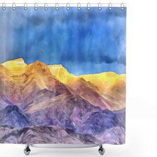 Personality  Beautiful Sunset With Mountains And Colorful Sky Aquarelle Painting, Potosi, Bolivia. Shower Curtains