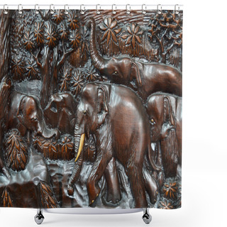 Personality  Elephant In The Forest Thai Style Art Shower Curtains