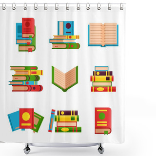 Personality  Books Set Vector Illustration Shower Curtains