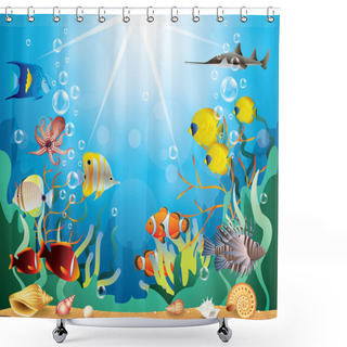 Personality  Underwater World Vector Illustration Shower Curtains