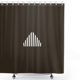 Personality  White Sign On A Black Background. Simple Vector Line Art Cityscape Or Real Estate Sign Of Striped Pentagon Shower Curtains
