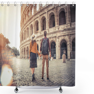 Personality  Couple At Colosseum, Rome Shower Curtains