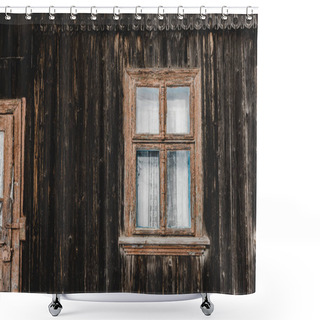 Personality  Weathered Aged Brown Wooden House With Window  Shower Curtains