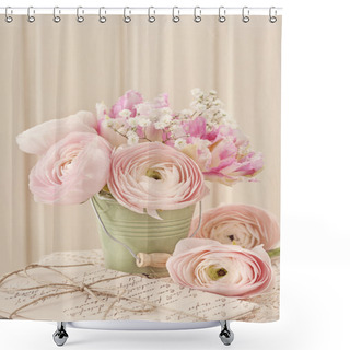 Personality  Pink Flowers Shower Curtains