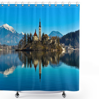 Personality  Amazing View On Bled Lake Shower Curtains