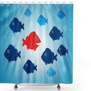 Personality  Fish Swimming Opposite Direction Shower Curtains