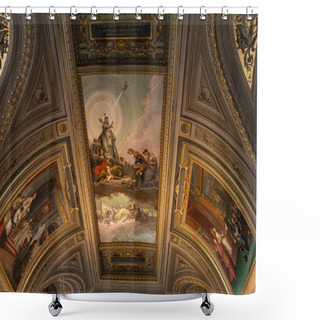 Personality  ROME, ITALY - JUNE 28, 2019: Ceiling With Ancient Frescoes In Vatican Museums Shower Curtains