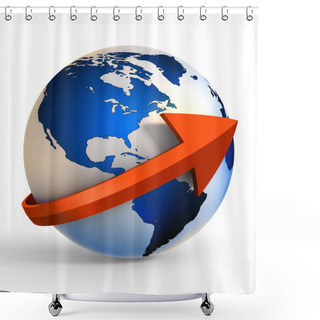 Personality  Earth Globe Communication With Arrow Sign Shower Curtains