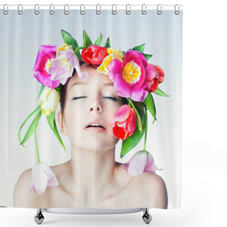 Personality  Portrait Of Dutch Flower. Shower Curtains