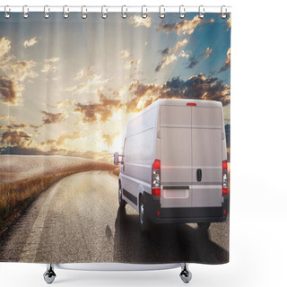 Personality  White Truck On Road  Shower Curtains