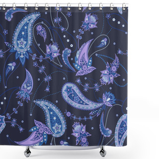 Personality  Vector Seamless Gentle Romantic Floral Paisley Pattern Shower Curtains