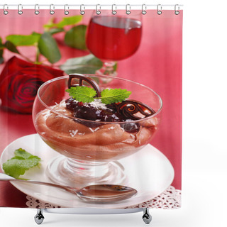 Personality  Chocolate Mousse Dessert In Glass Shower Curtains