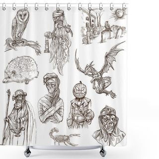 Personality  Halloween, Monsters, Magic - An Hand Drawn Collection Shower Curtains