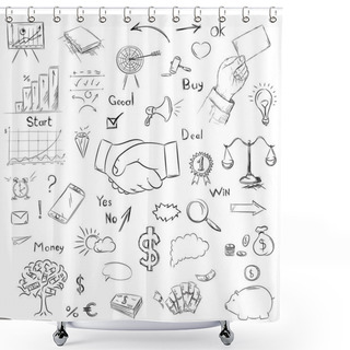 Personality  Sketch Collection Business Elements In Vector. Drawing Freehand Shower Curtains