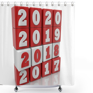 Personality  Stacked Cubes In White And Red Color With New Year Change Concept.3d Illustration. Shower Curtains