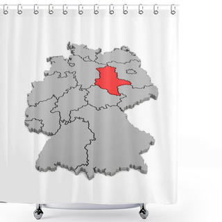 Personality  3d Render - German Map With Regional Boarders And The Focus To Saxony-Anhalt Shower Curtains