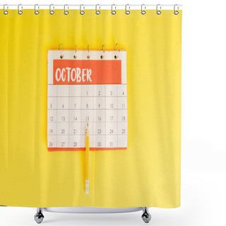 Personality  Top View Of Pencil On Calendar With November Month On Yellow Background Shower Curtains